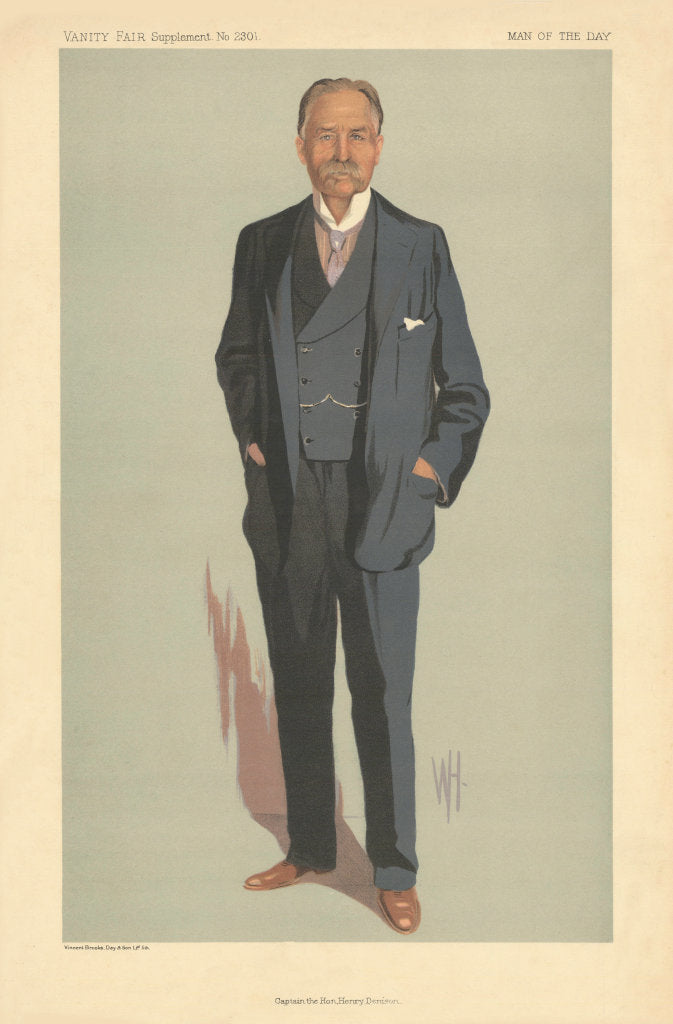 VANITY FAIR SPY CARTOON Captain the Hon Henry Denison. Military. By WH 1912